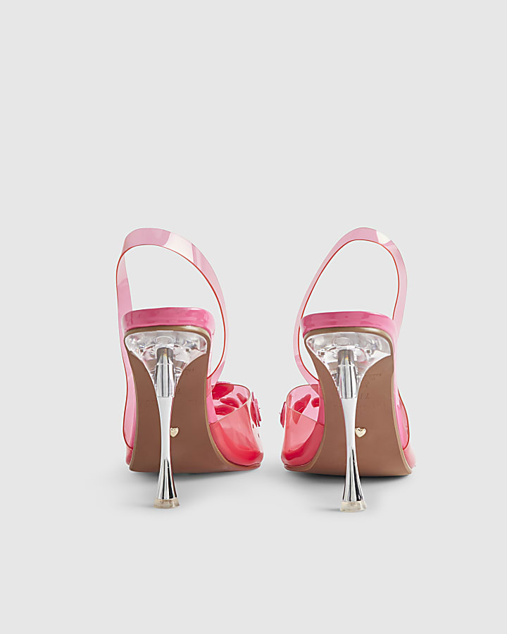 Pink Heart Perspex Heart Court Heels