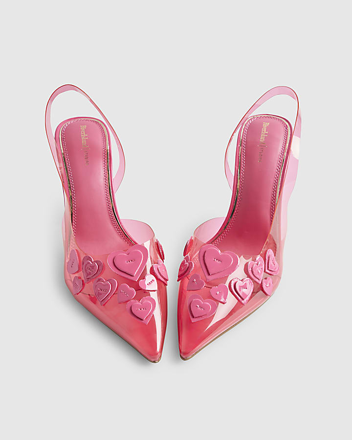 Pink Heart Perspex Heart Court Heels
