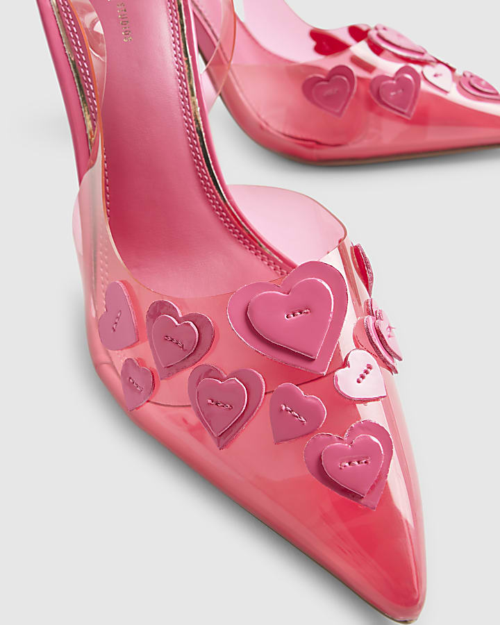 Pink Heart Perspex Heart Court Heels