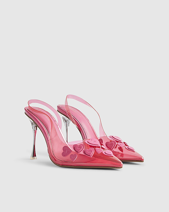 Pink Heart Perspex Heart Court Heels