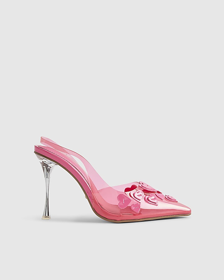 Pink Heart Perspex Heart Court Heels