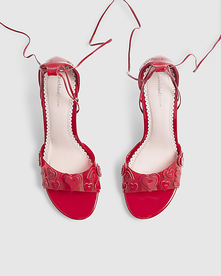 Red Heart Closed Back Heeled Sandals