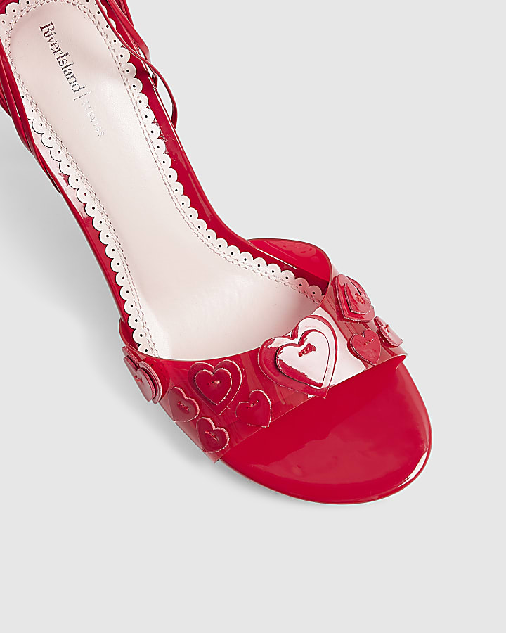 Red Heart Closed Back Heeled Sandals