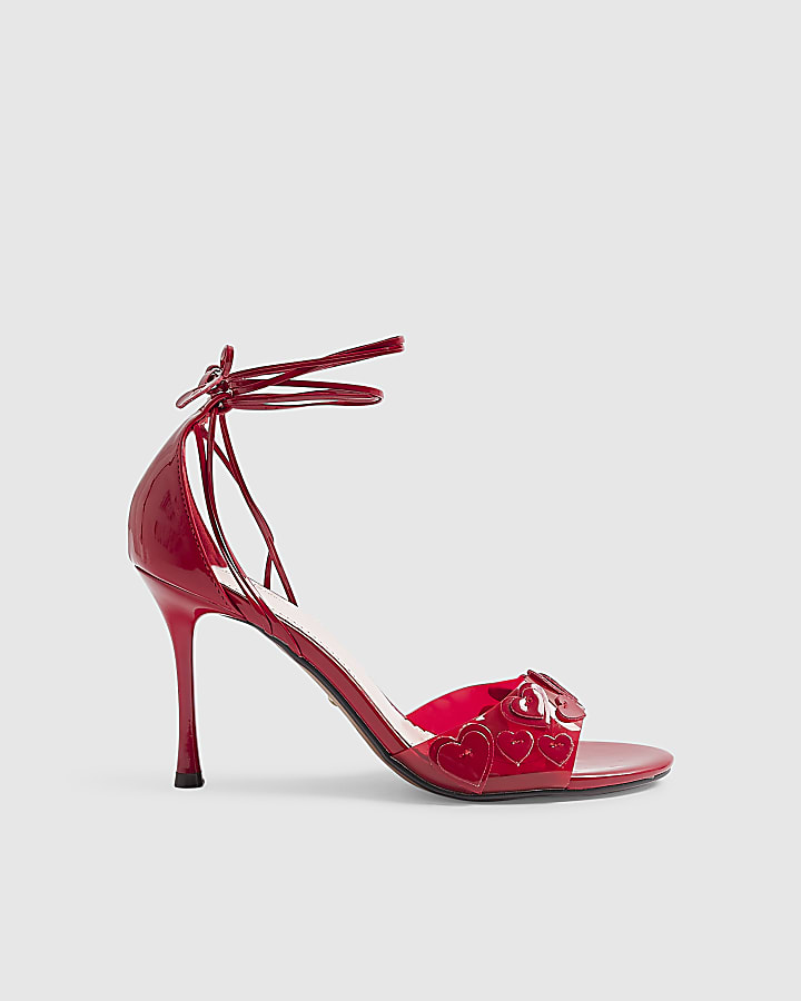 Red Heart Closed Back Heeled Sandals