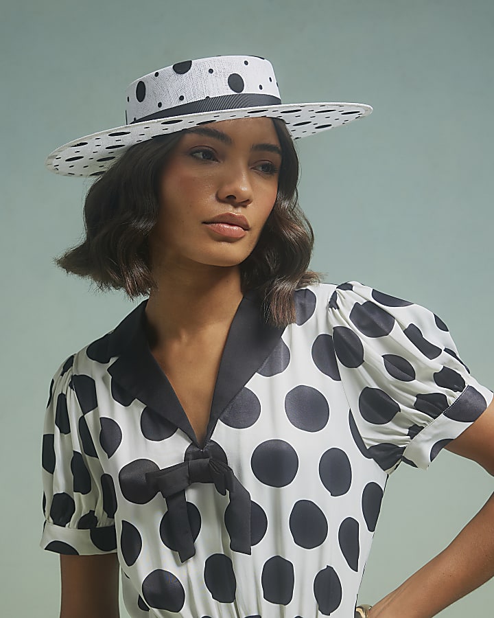 Beige Sasha Polka Dot Boater