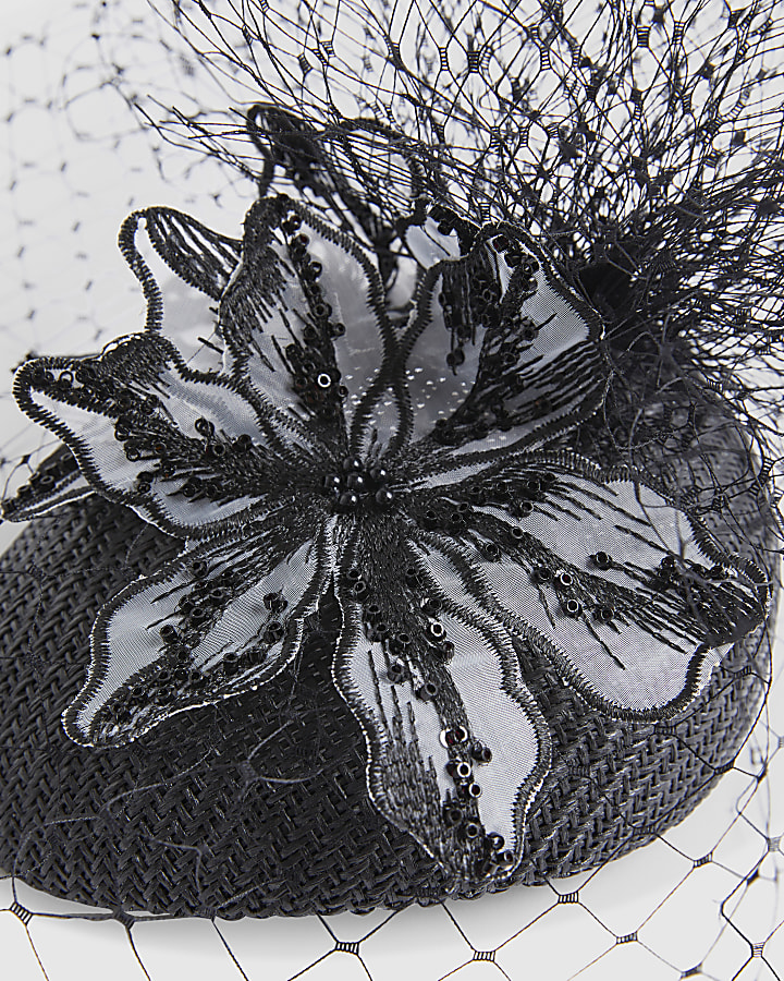 Black Natascha 3D Flower Fascinator