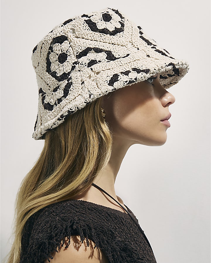 Cream Crochet Bucket Hat