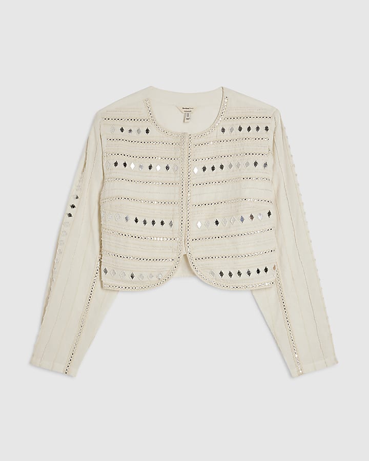 Cream Mirror Embroidered Jacket