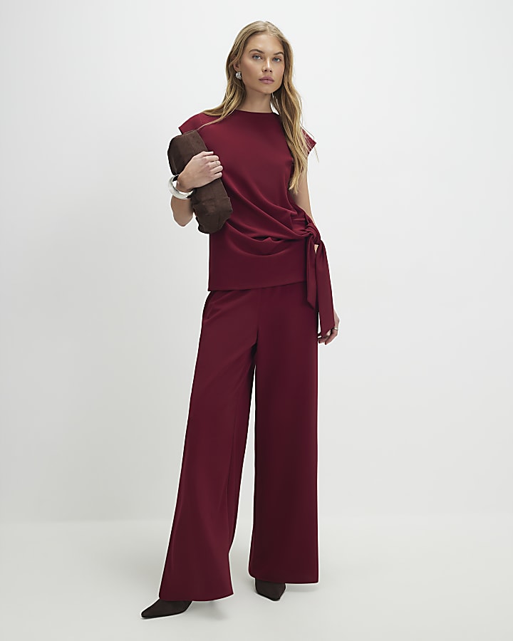 Red Wide Leg Trousers