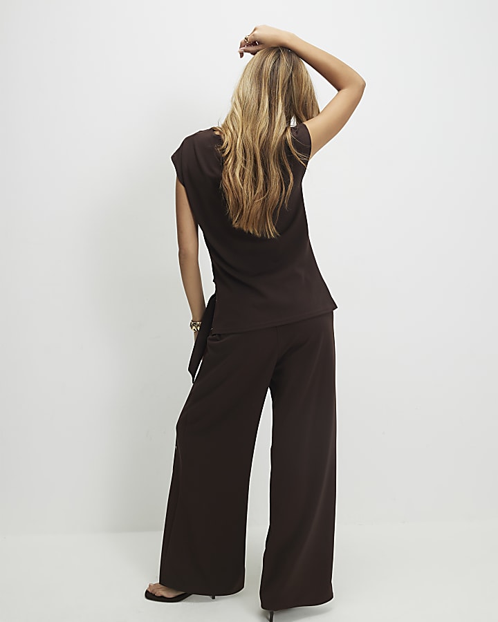 Brown Wide Leg Trousers