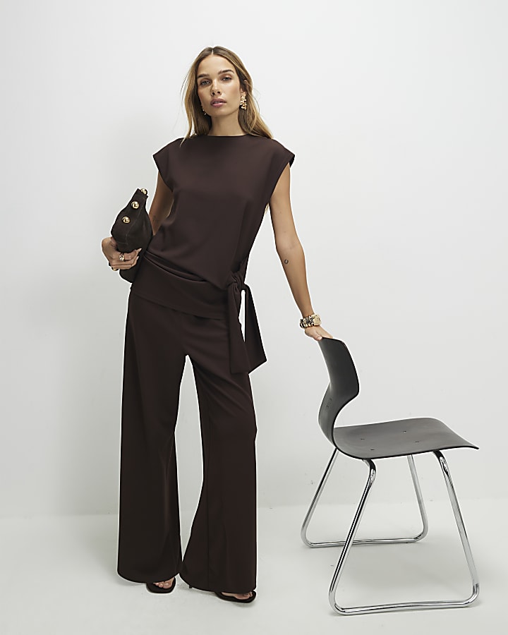 Brown Wide Leg Trousers