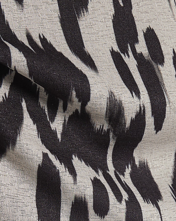 Cream Abstract Print Top