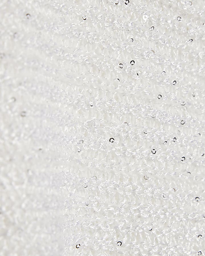 White Knitted Pointelle Sequin Vest Top