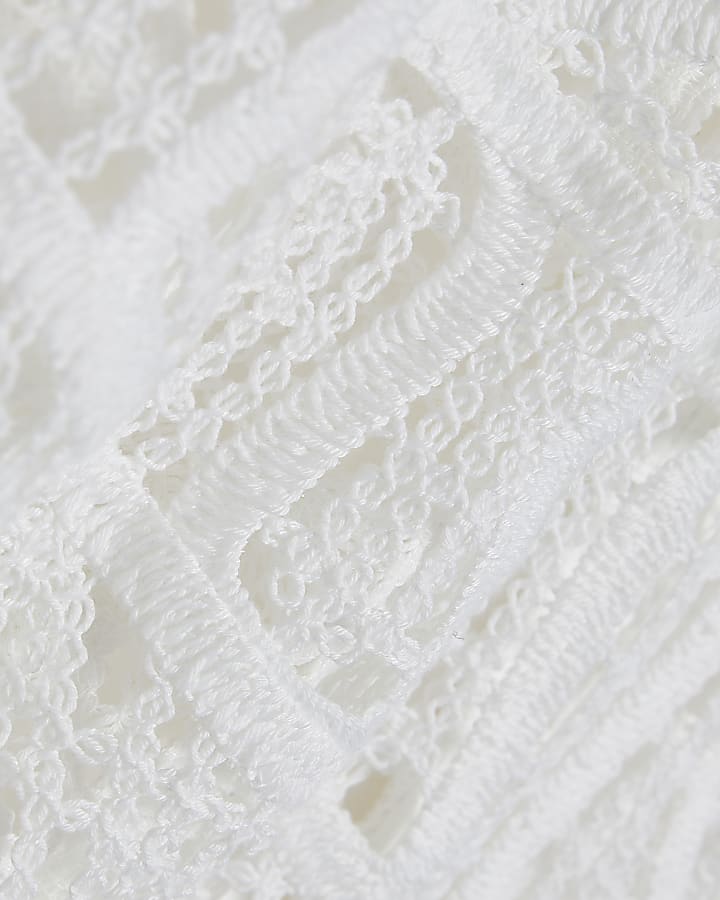 White Crochet Stitch Tank Top