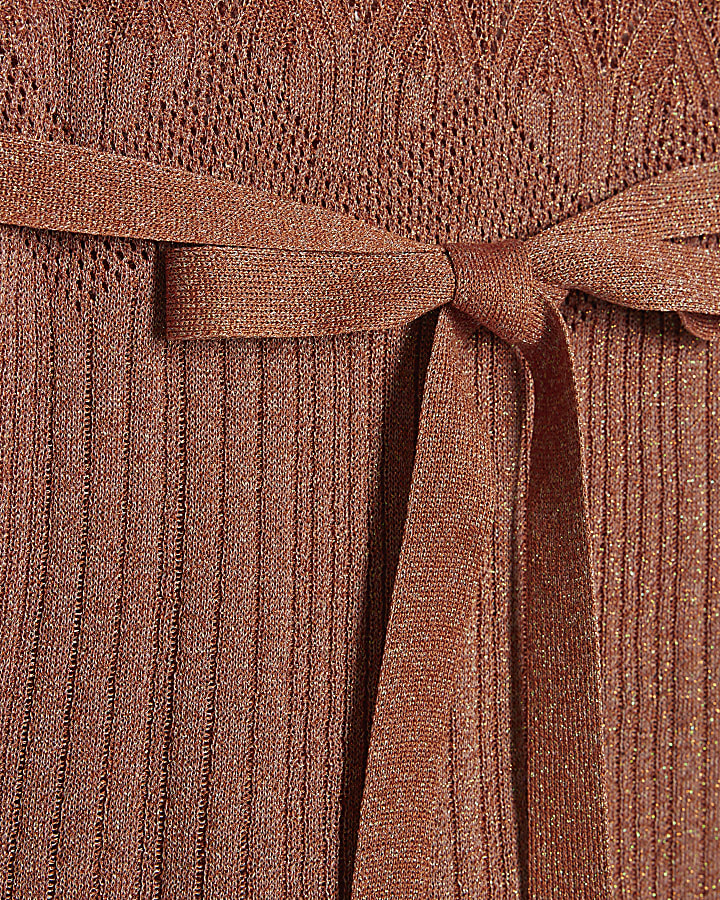 Brown Metallic Knit Vest Top