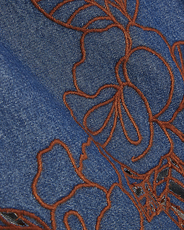 Blue Denim Broderie Shorts