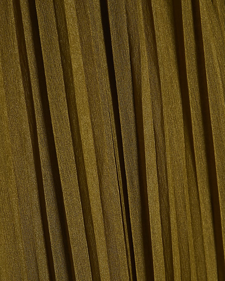 Khaki Pleated Mesh Balloon Leg Trousers