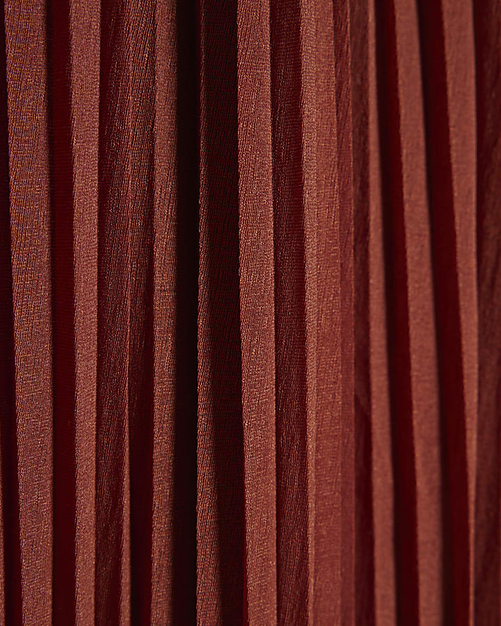 Brown Pleated Mesh Balloon Leg Trousers