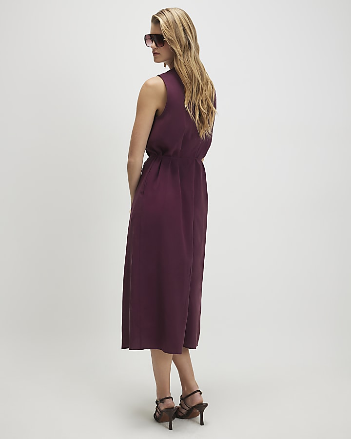 Red Cupro Sleeveless Maxi Dress