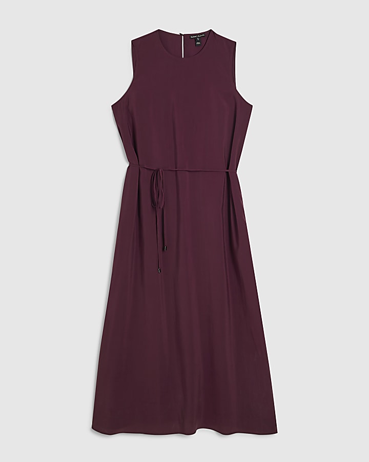 Red Cupro Sleeveless Maxi Dress