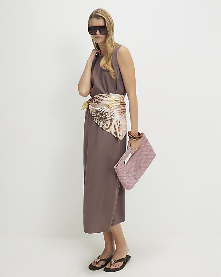 Brown Sleeveless Clean Maxi Dress