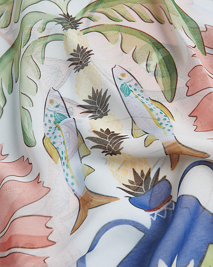 Blue Leaf Print Mini Sarong