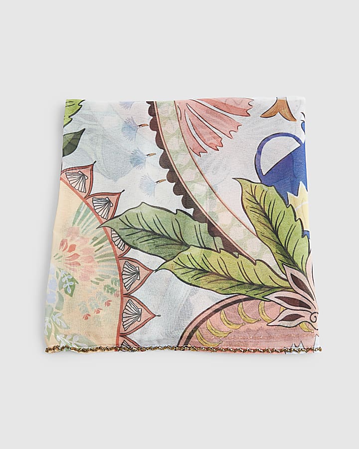 Blue Leaf Print Mini Sarong