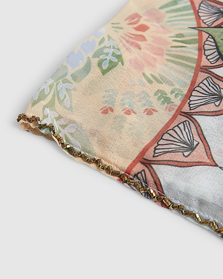 Blue Leaf Print Mini Sarong