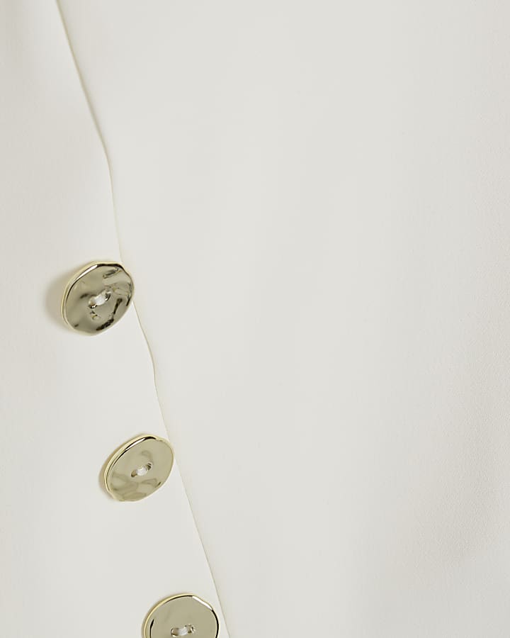 Cream Short Sleeve Button Top