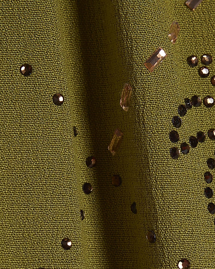 Green Palm Embellished Shorts