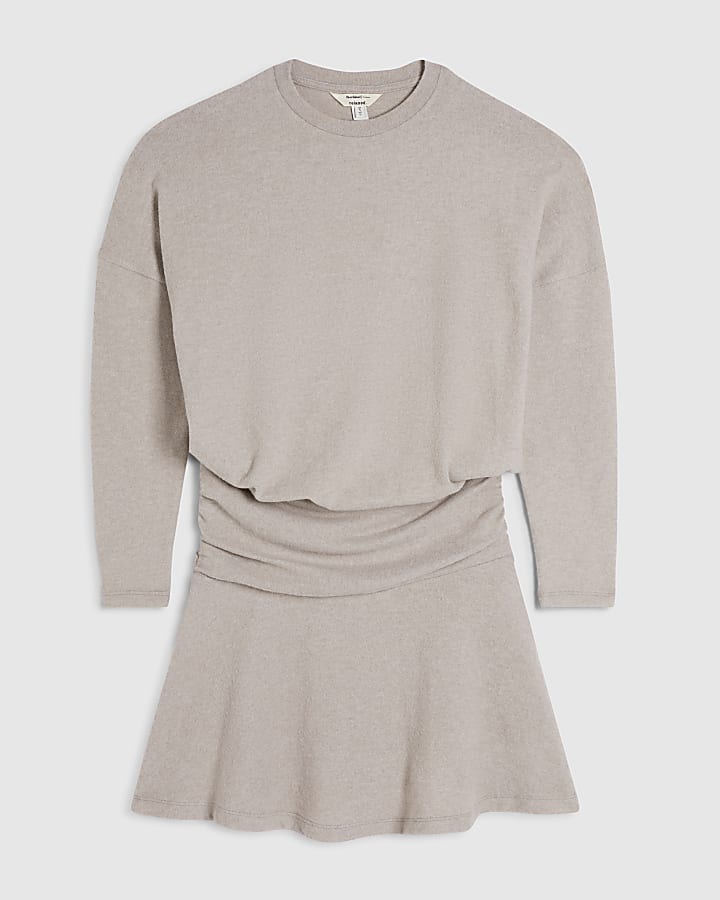 Beige Cosy Bubble Hem Dress