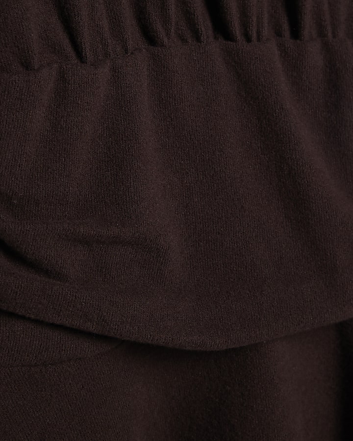 Brown Long Sleeve Cosy Mini Dress