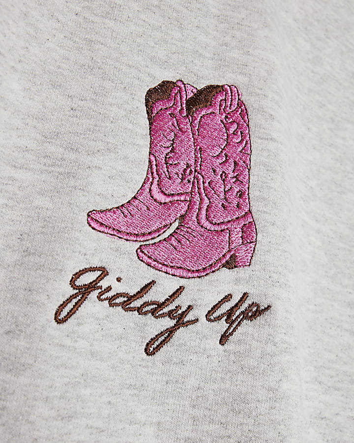 Grey Giddy Up Cowboy Boots Sweatshirt