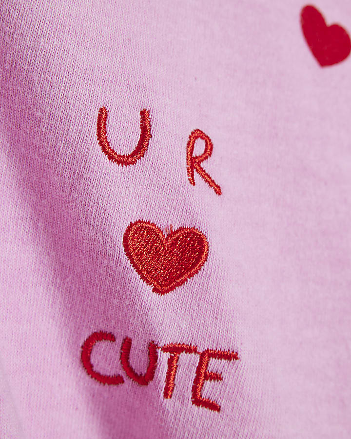 Pink Short Sleeve Ur Cute Embroidered T-shirt