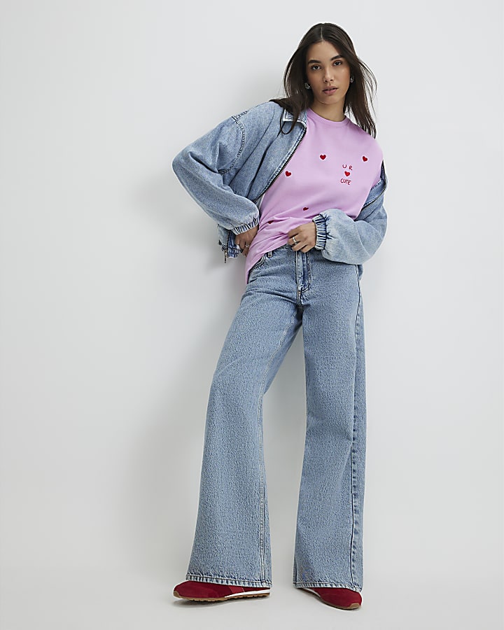 Pink Short Sleeve Ur Cute Embroidered T-shirt