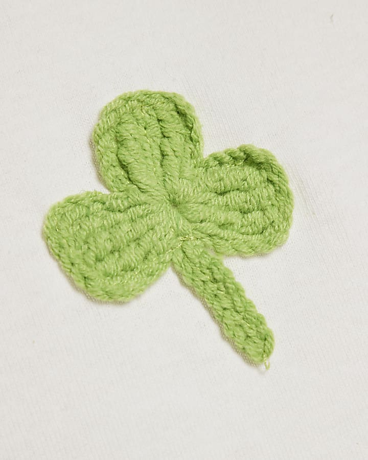 White Crochet Clover Lucky Me T-Shirt