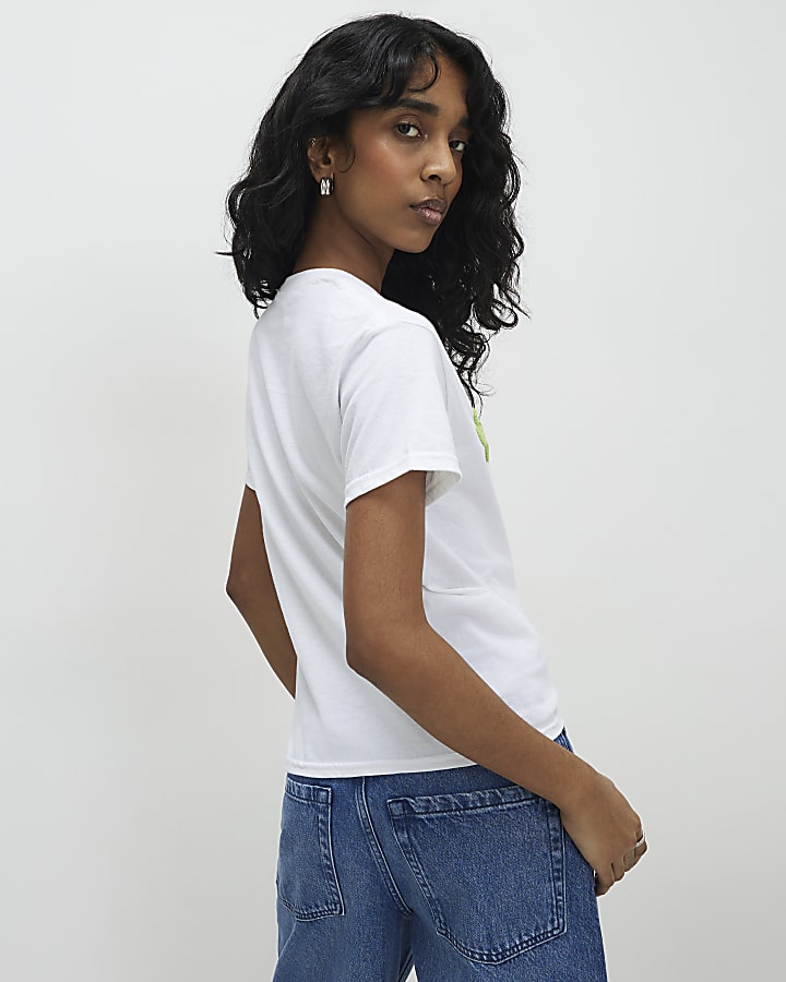 White Crochet Clover Lucky Me T-Shirt