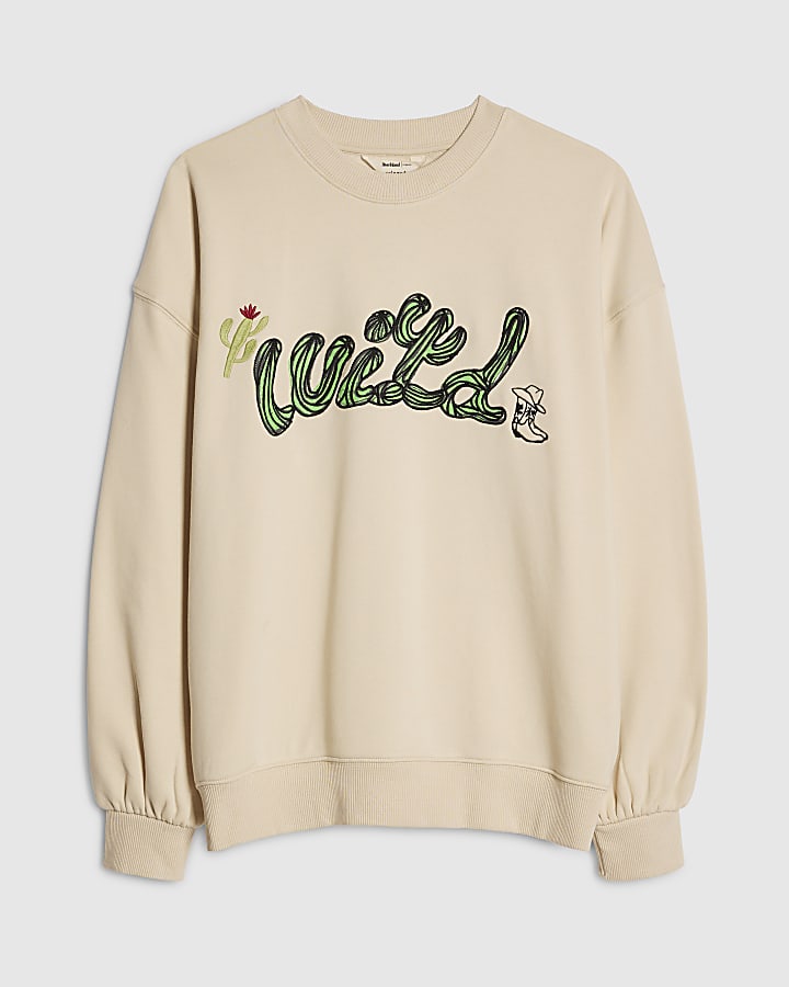Cream Cactus Embroidered Sweatshirt