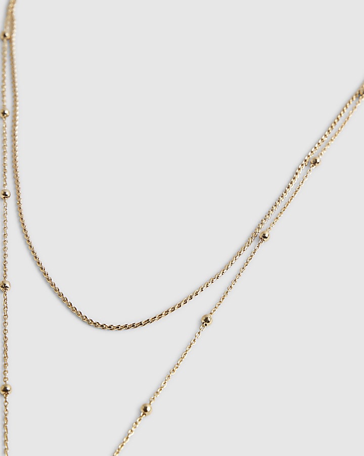 Gold Layered Cross Lariat Necklace