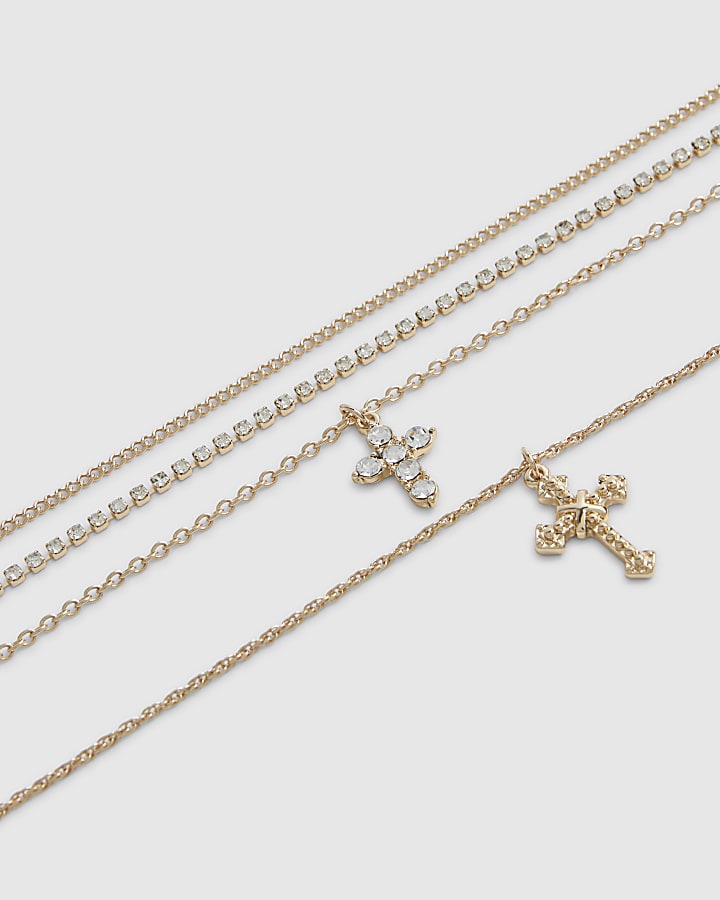 Gold Cross Layered Necklace