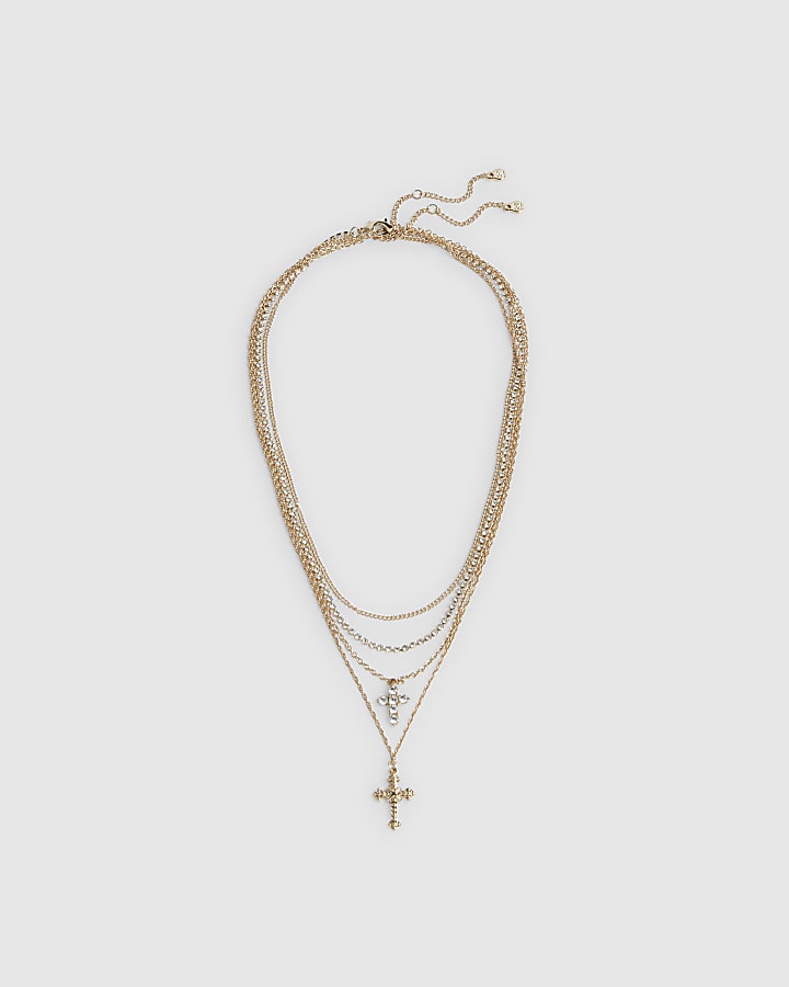 Gold Cross Layered Necklace