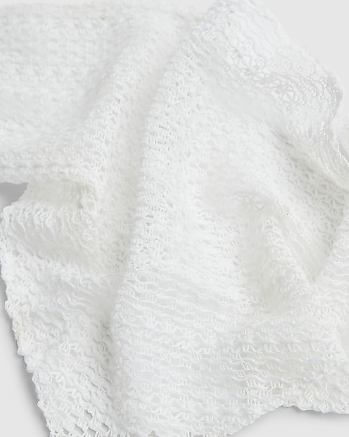 White Crochet Starfish Scarf