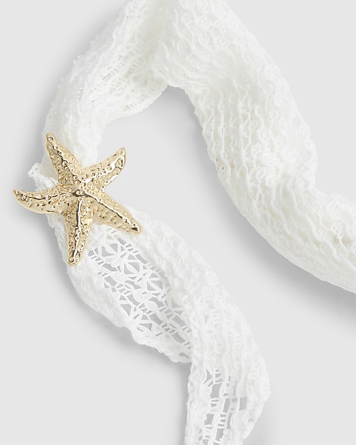 White Crochet Starfish Scarf