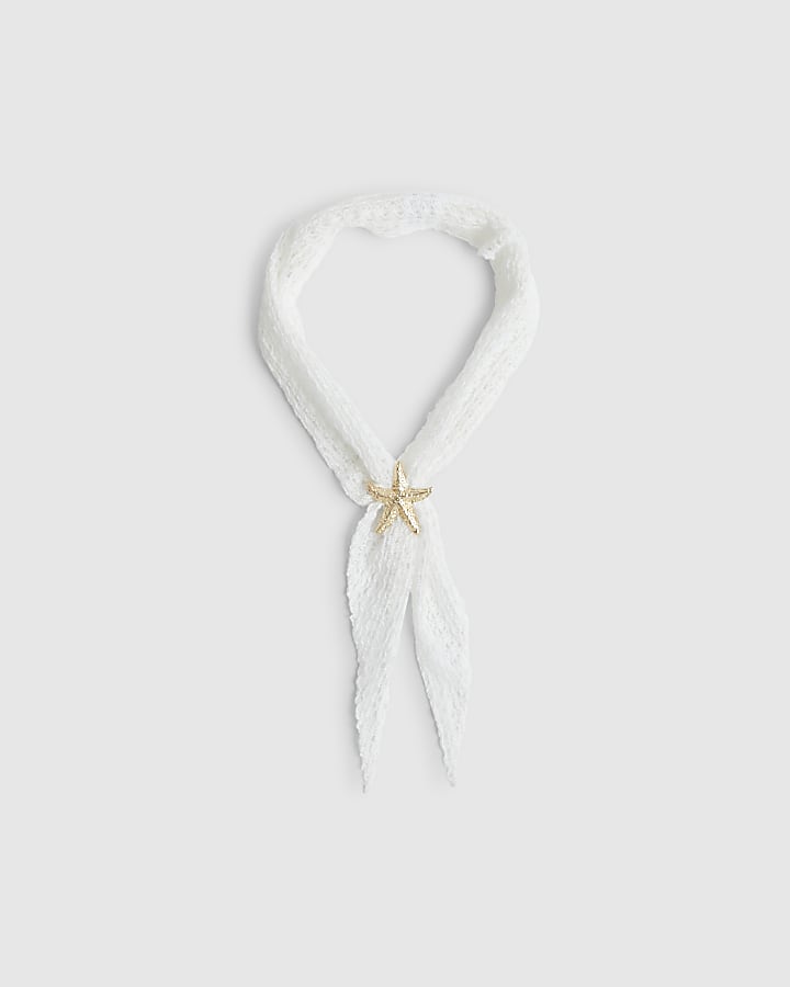 White Crochet Starfish Scarf
