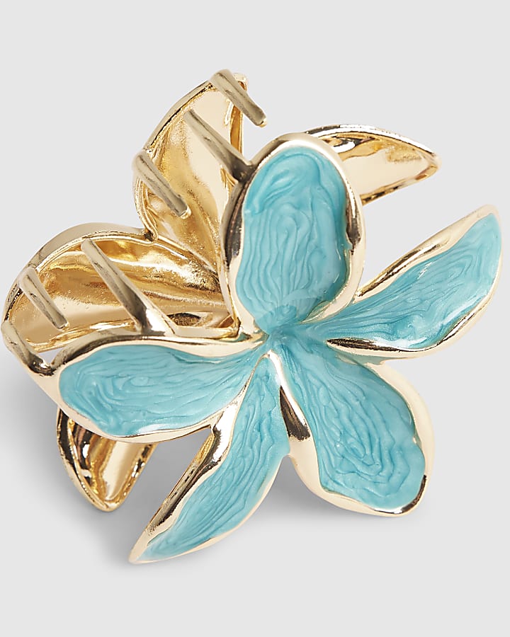 Green Flower Claw Hair Clip