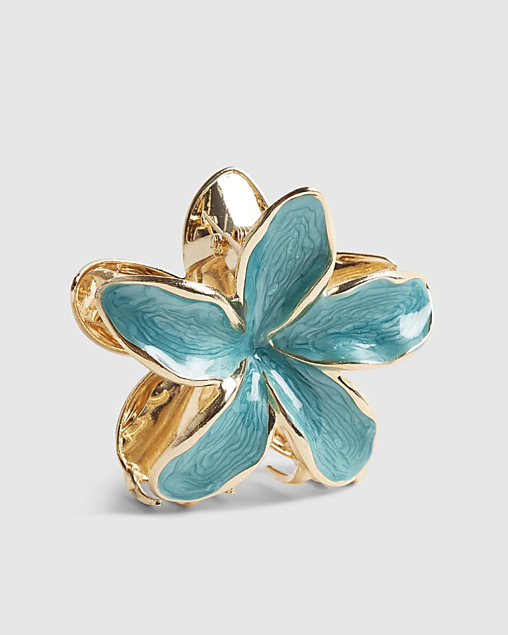 Green Flower Claw Hair Clip