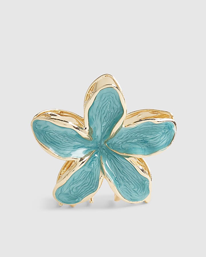 Green Flower Claw Hair Clip