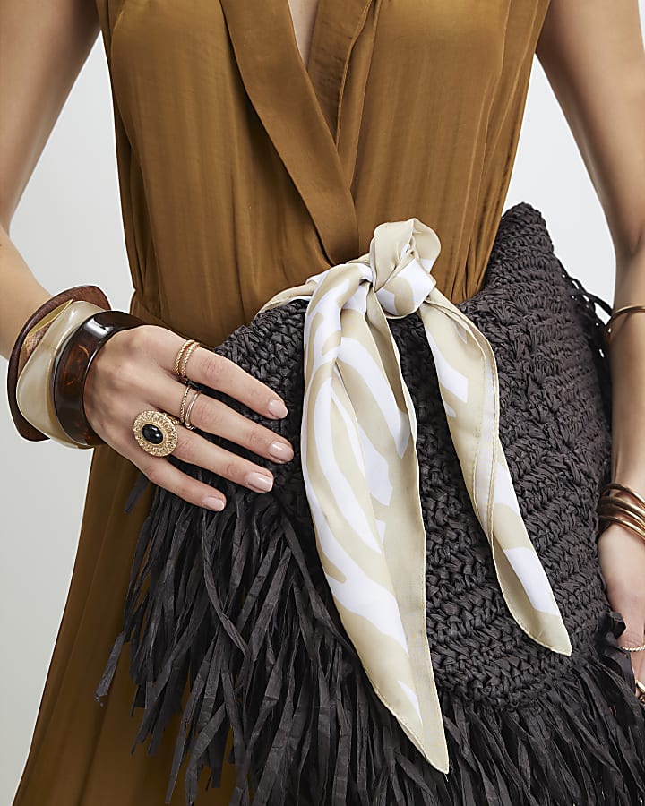 Beige Striped Scarf
