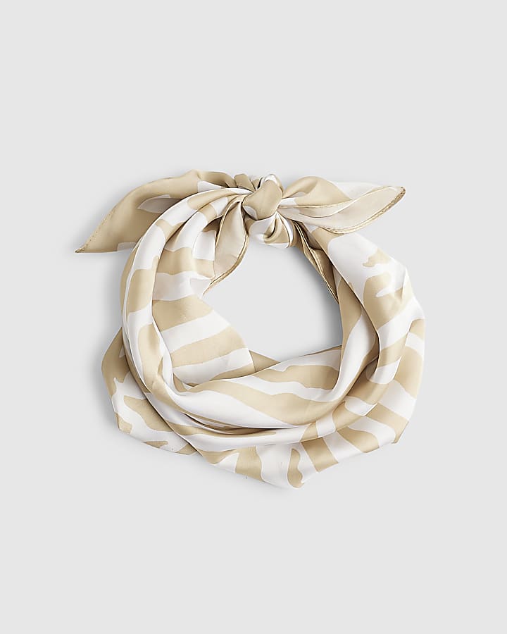 Beige Striped Scarf