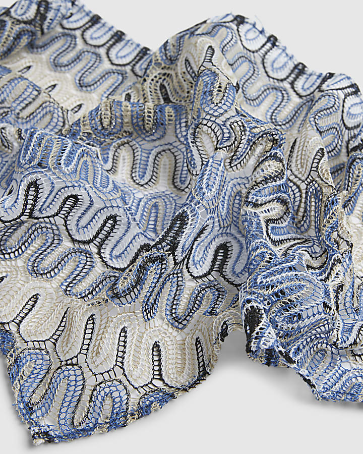 Blue Zigzag Shell Scarf